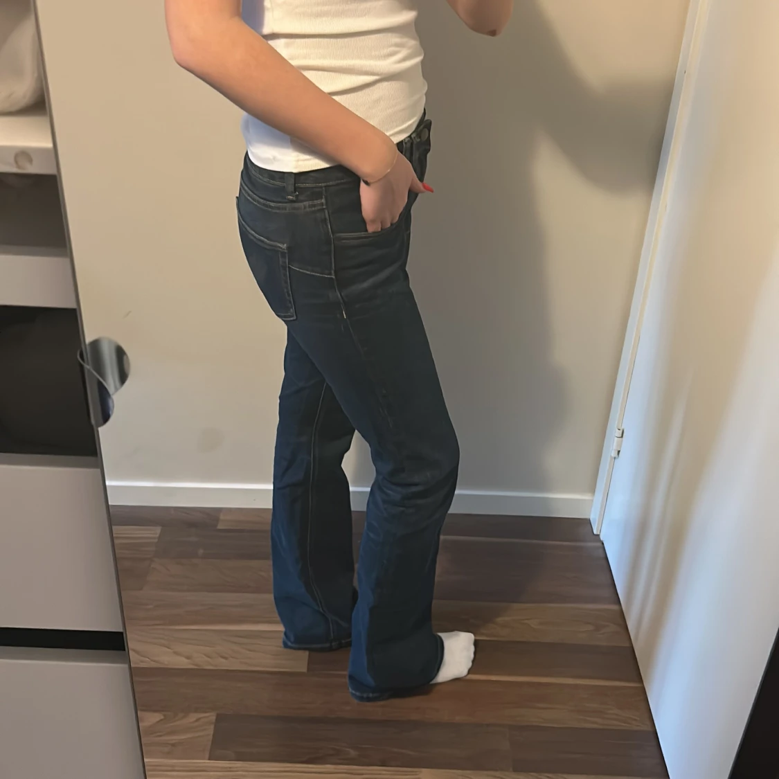 Mörkblå bootcut jeans - 3