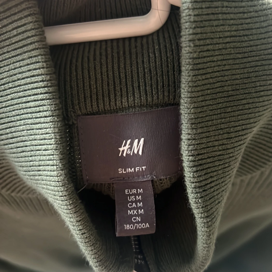 Mörkgrön stickad half zip-tröja H&M - 2