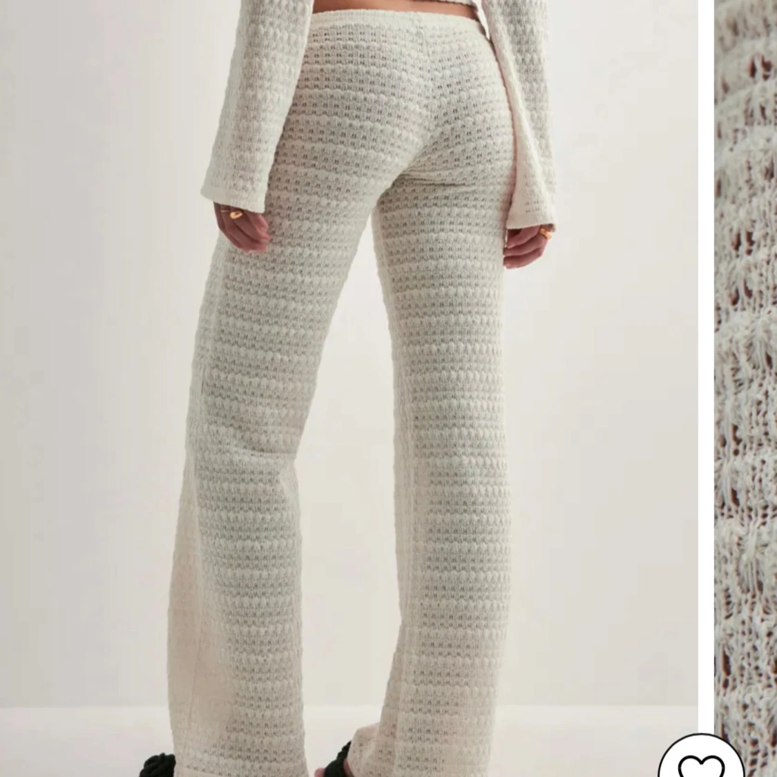 Lågmidjade stickade byxor med vid passform - 1