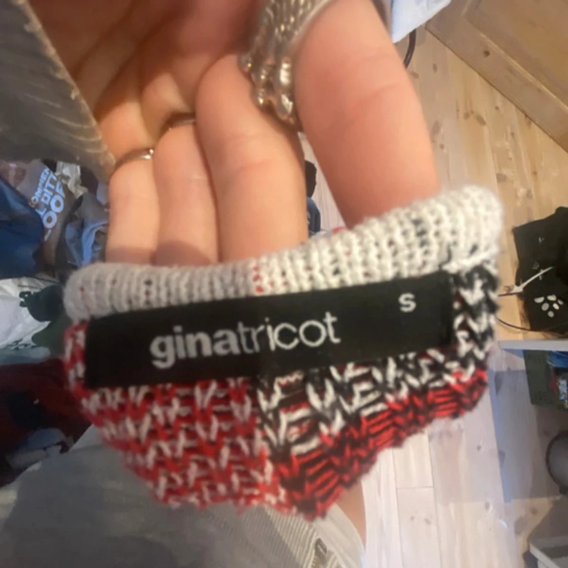 Vit stickad tröja med USA-flagga - 2