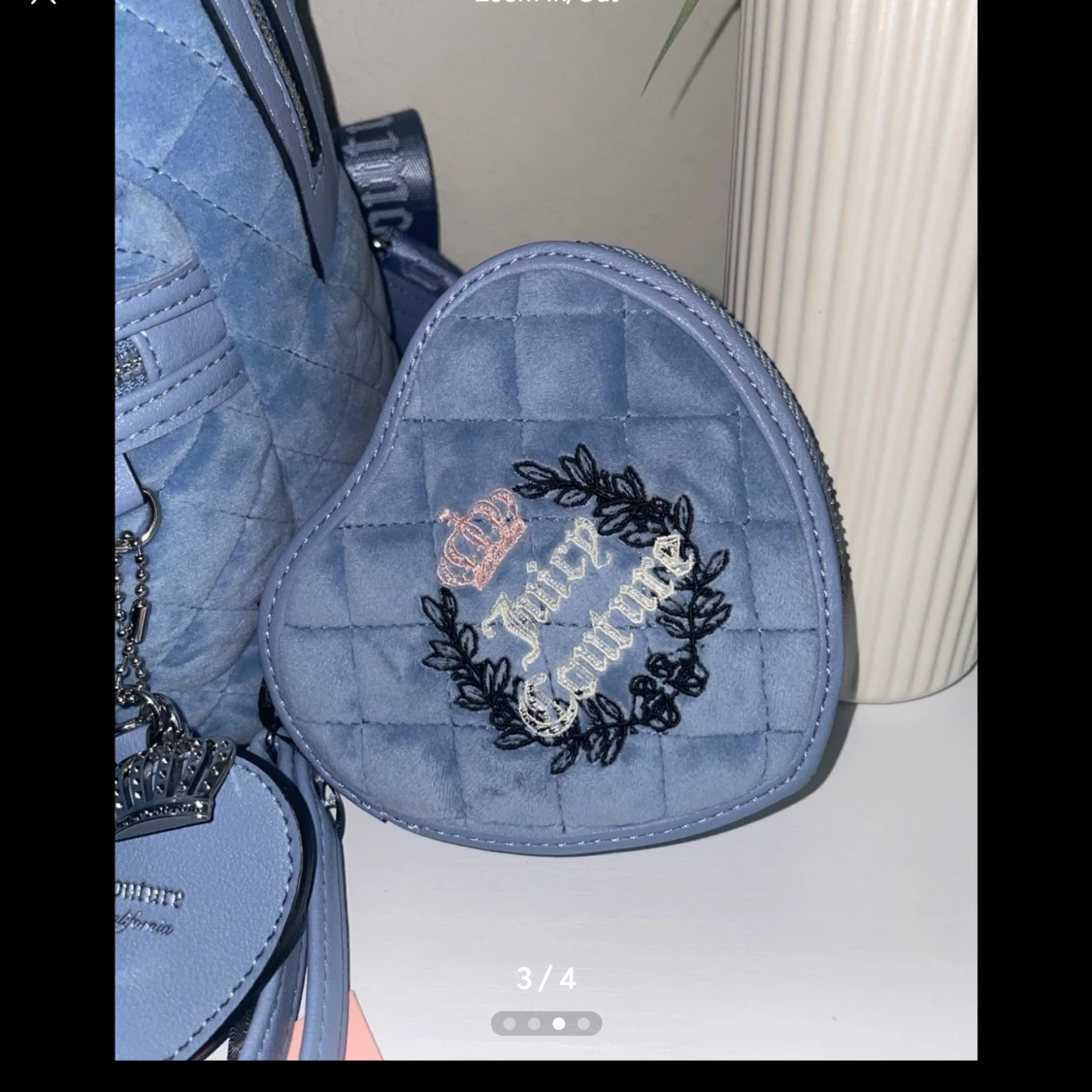 Juicy Couture blå quiltad ryggsäck set - 4