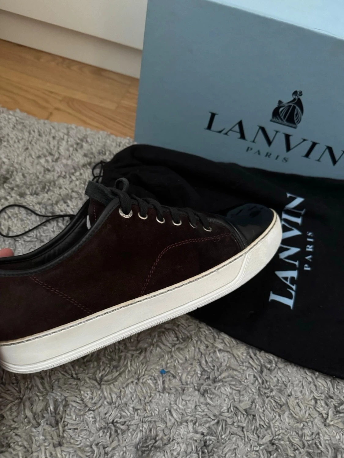 Lanvin sneakers i mörkbrun mocka - 1