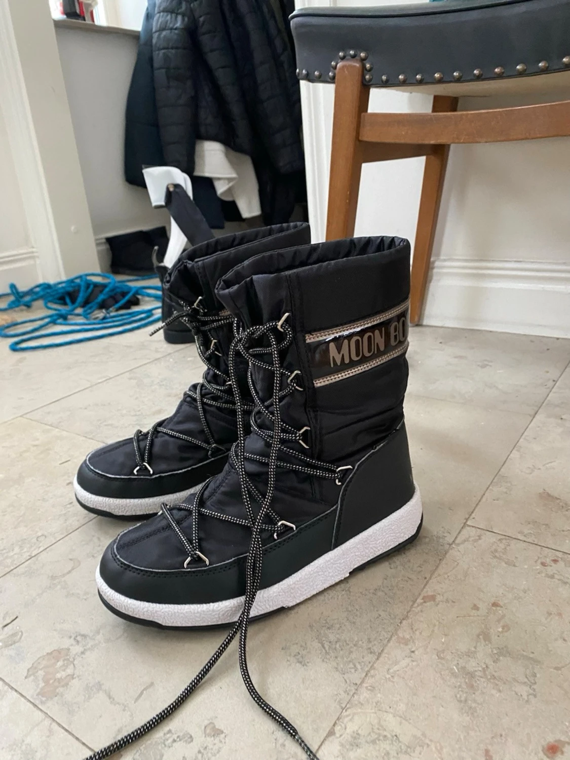 Svarta Moon Boot med snörning - 3