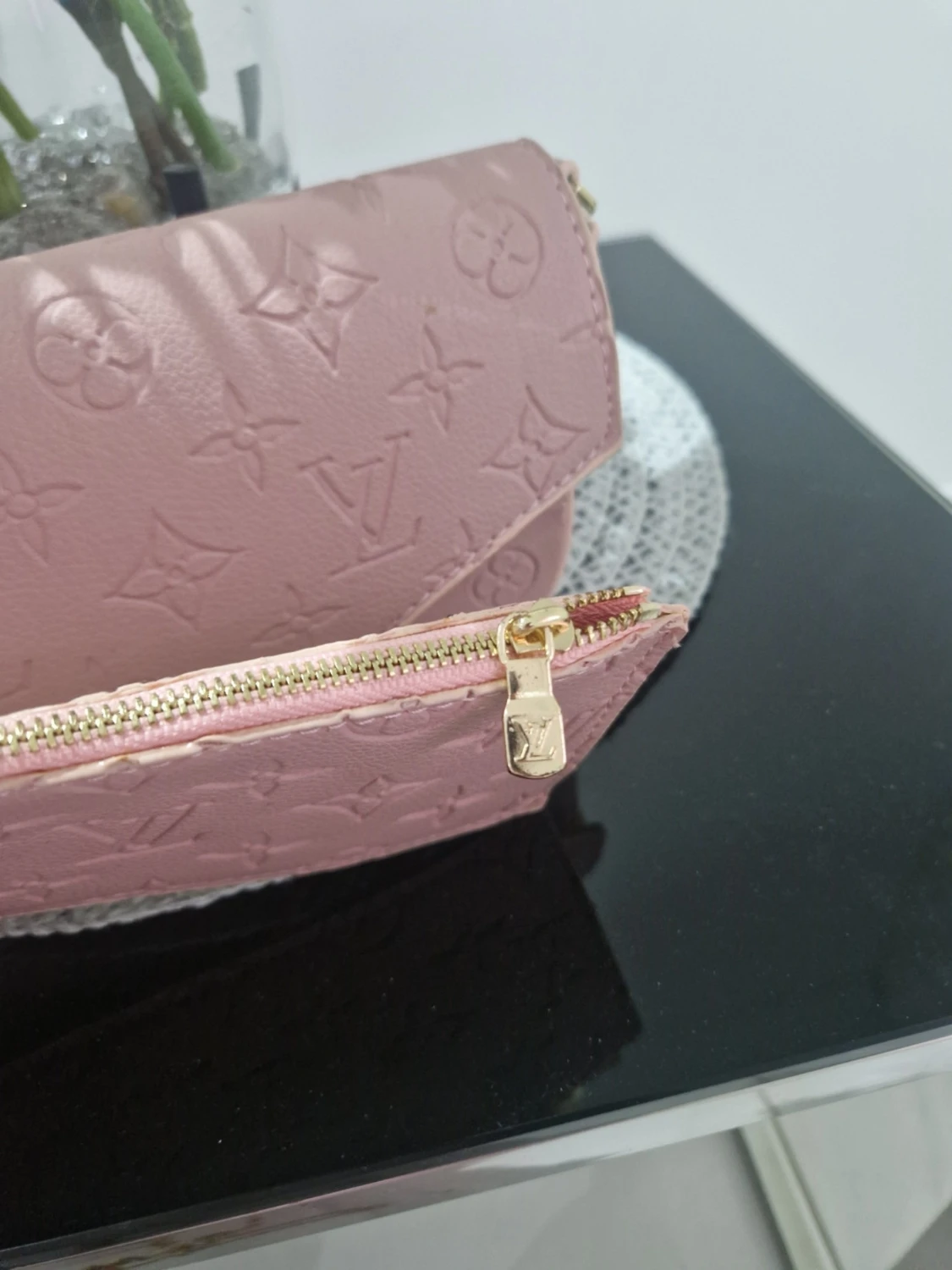  rosa axelväska i skinn - 3