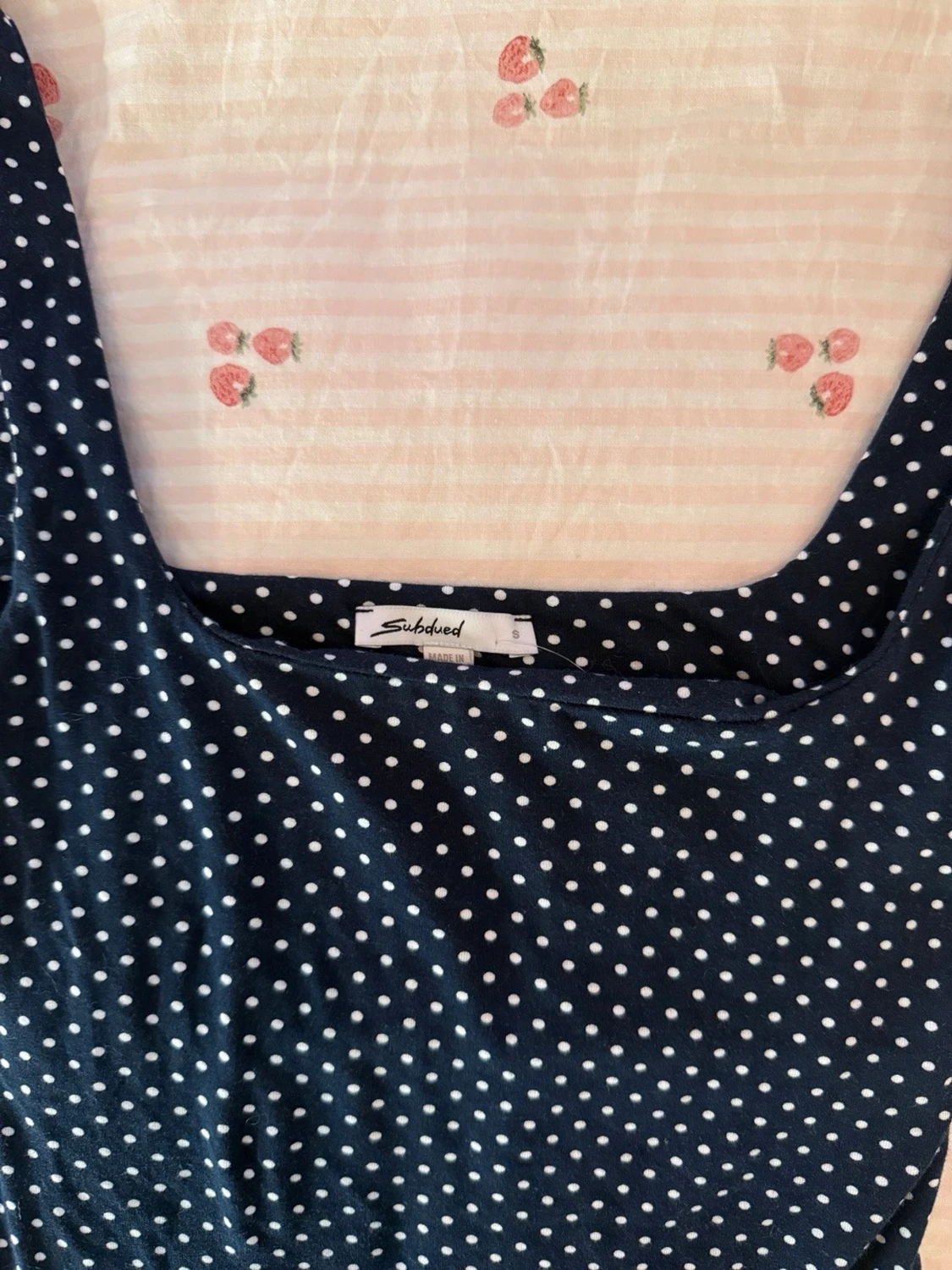 Mörkblå prickig linnetopp Subdued - 3