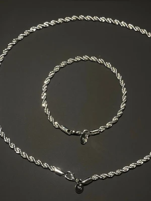 2-pack Silverpläterade armband_kedja 20-40 cm - Armband: 20 cm-4mm kedja: 40cm-4mm