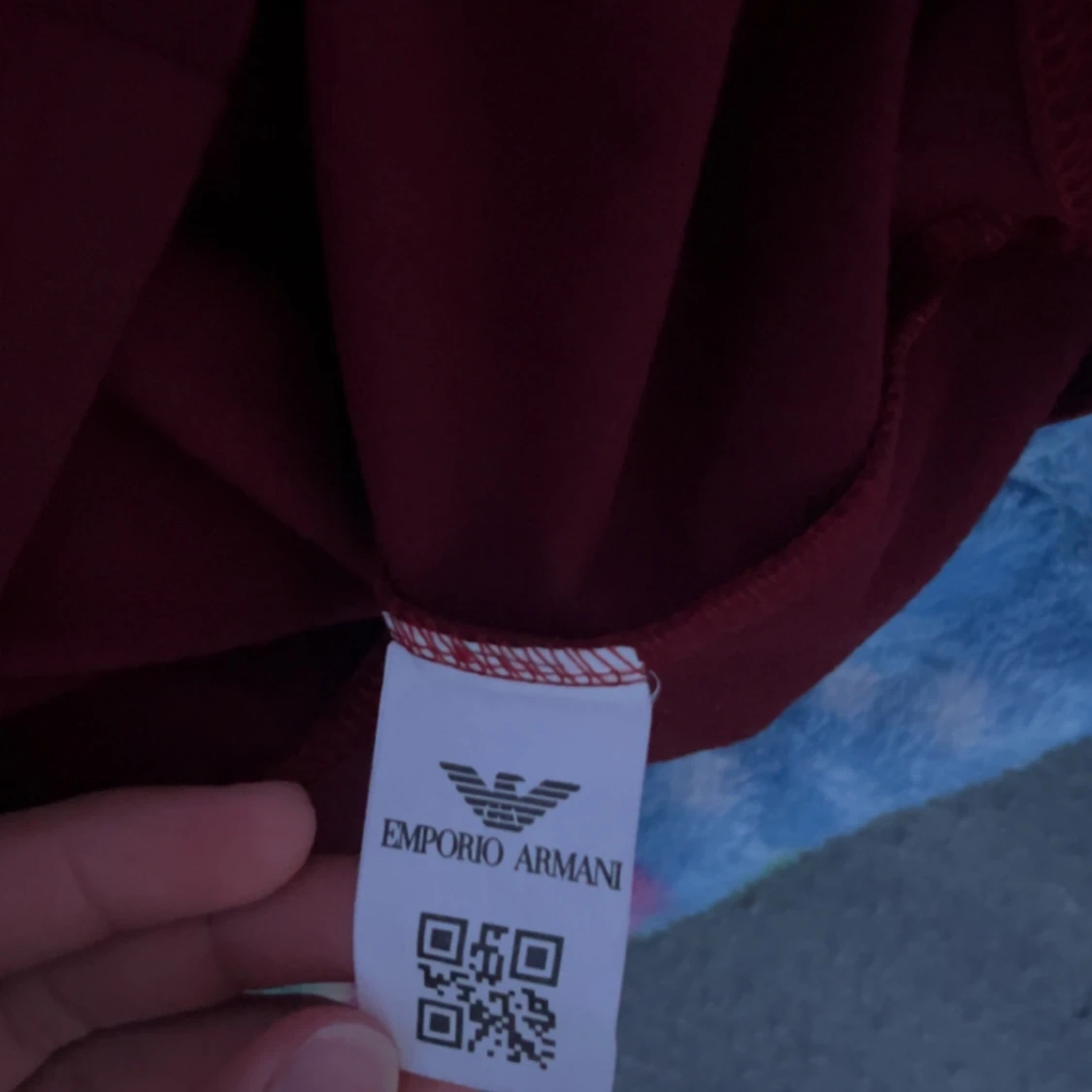 Vinröd pikétröja Emporio Armani S - 3