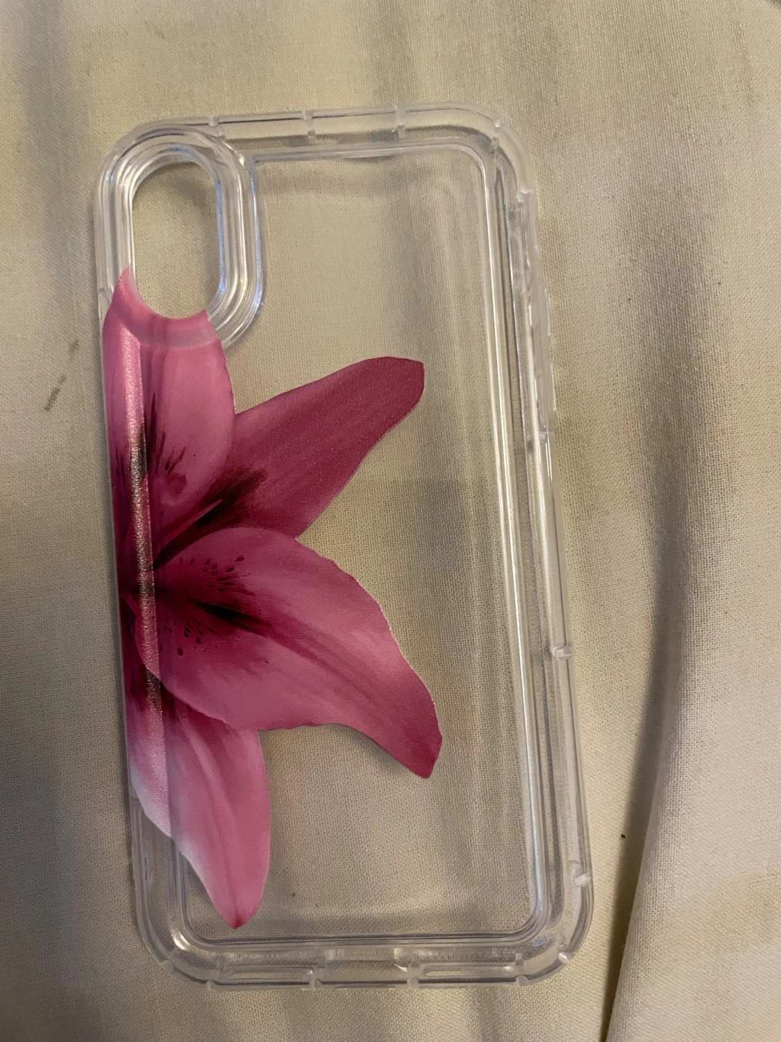 Genomskinligt mobilskal med rosa blomma – nytt - 2