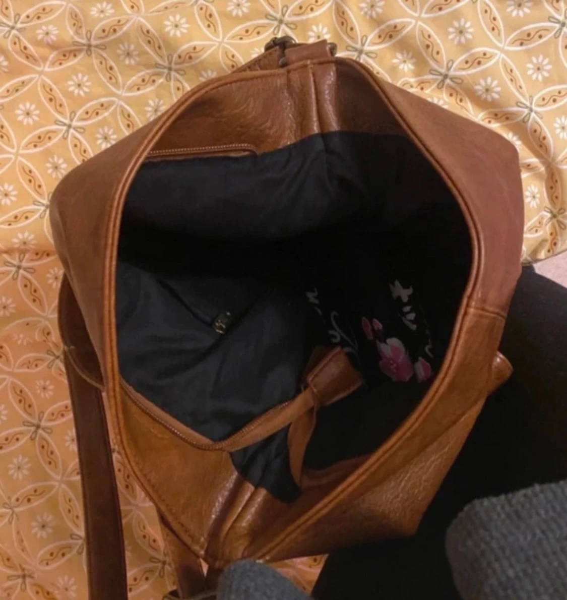 Brun axelväska med fickor i skinn - 2