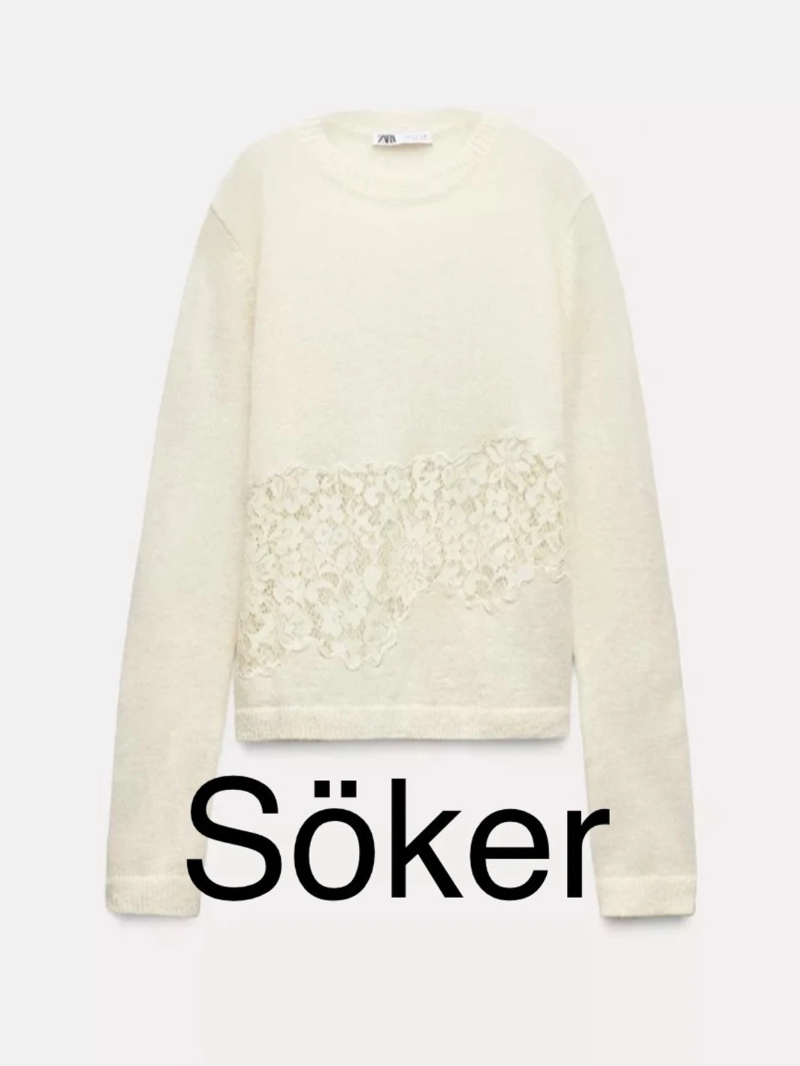 SÖKER zara vit tröja med spetsdetaljer