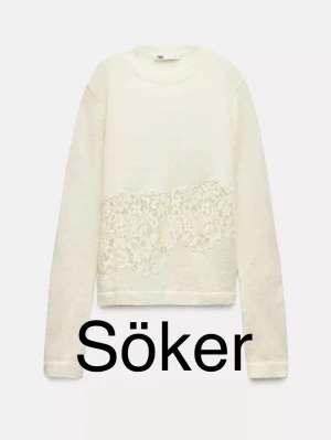 SÖKER zara vit tröja med spetsdetaljer - Söker denna i xs-m om någon säljer ( KÖP INTE )