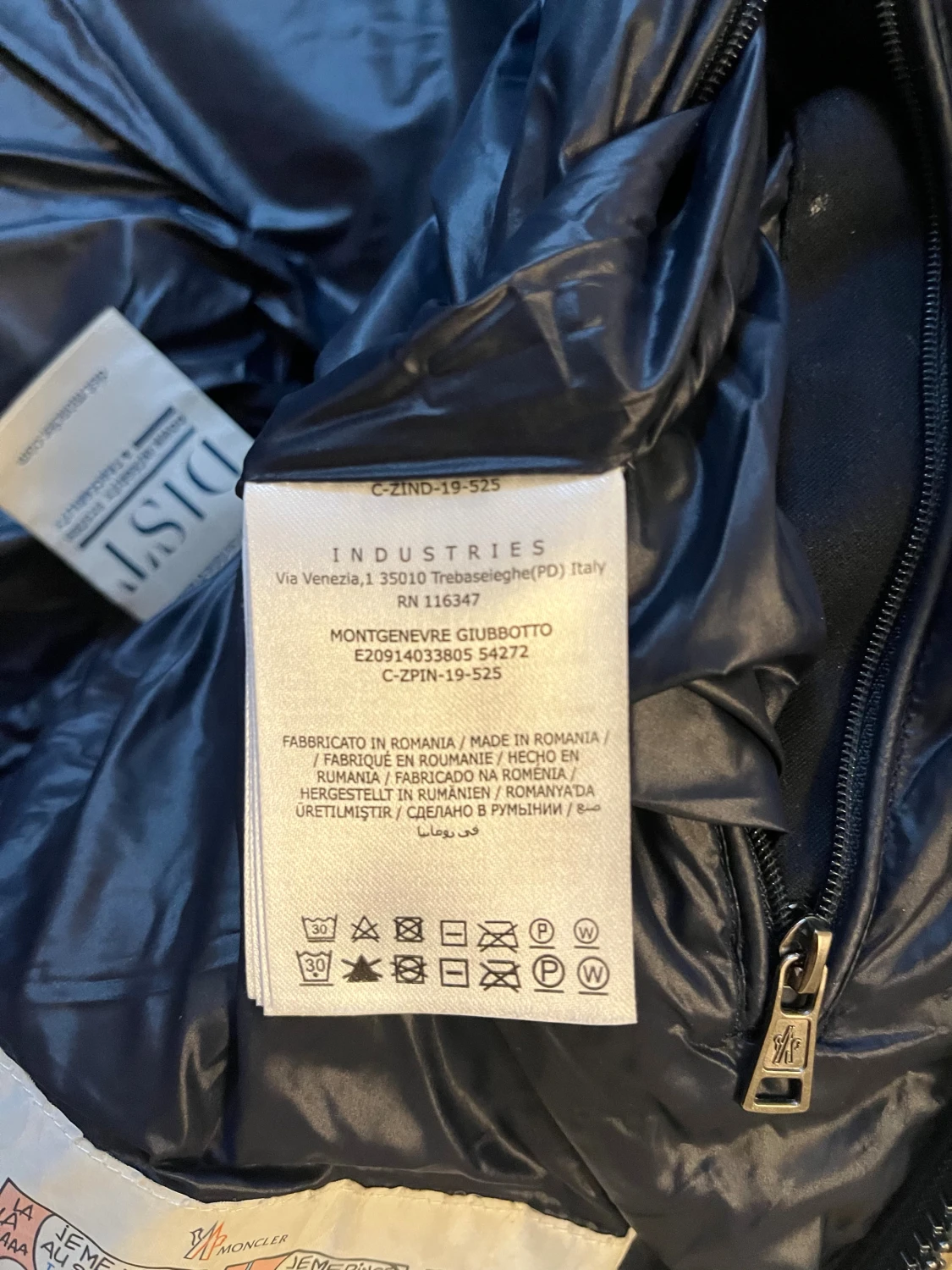 Marinblå  Moncler pufferjacka med huva - 4