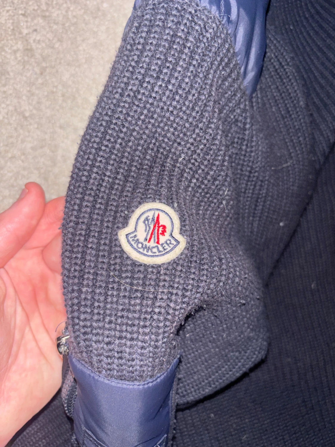 Mörkblå stickad cardigan jacka Moncler - 5