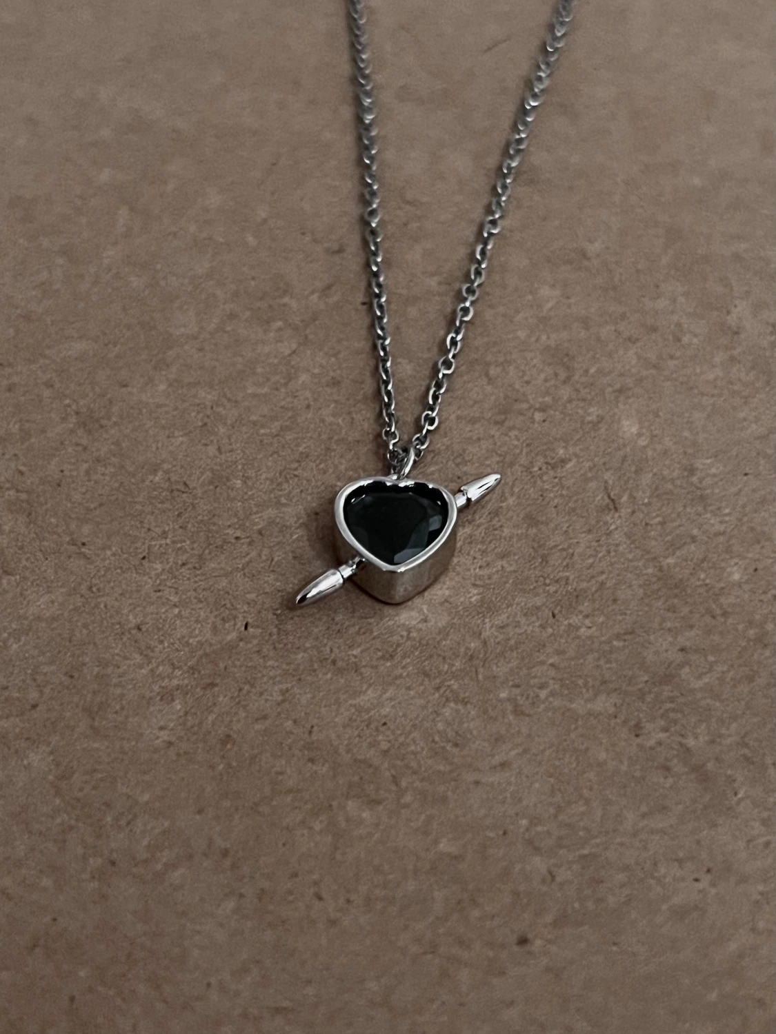Black Arrow Heart Minimalist Necklace - 2