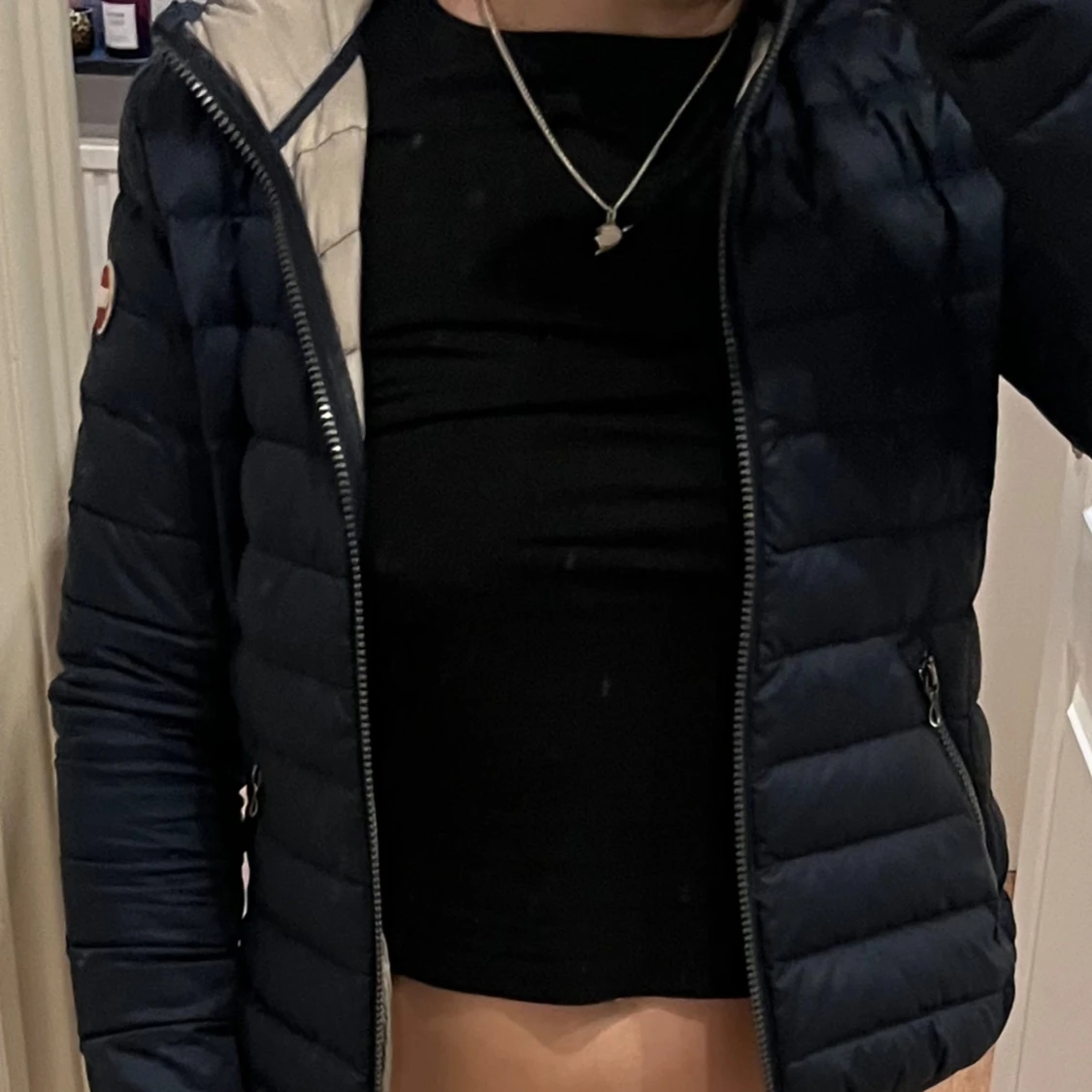 Mörkblå Colmar pufferjacka med huva - 3