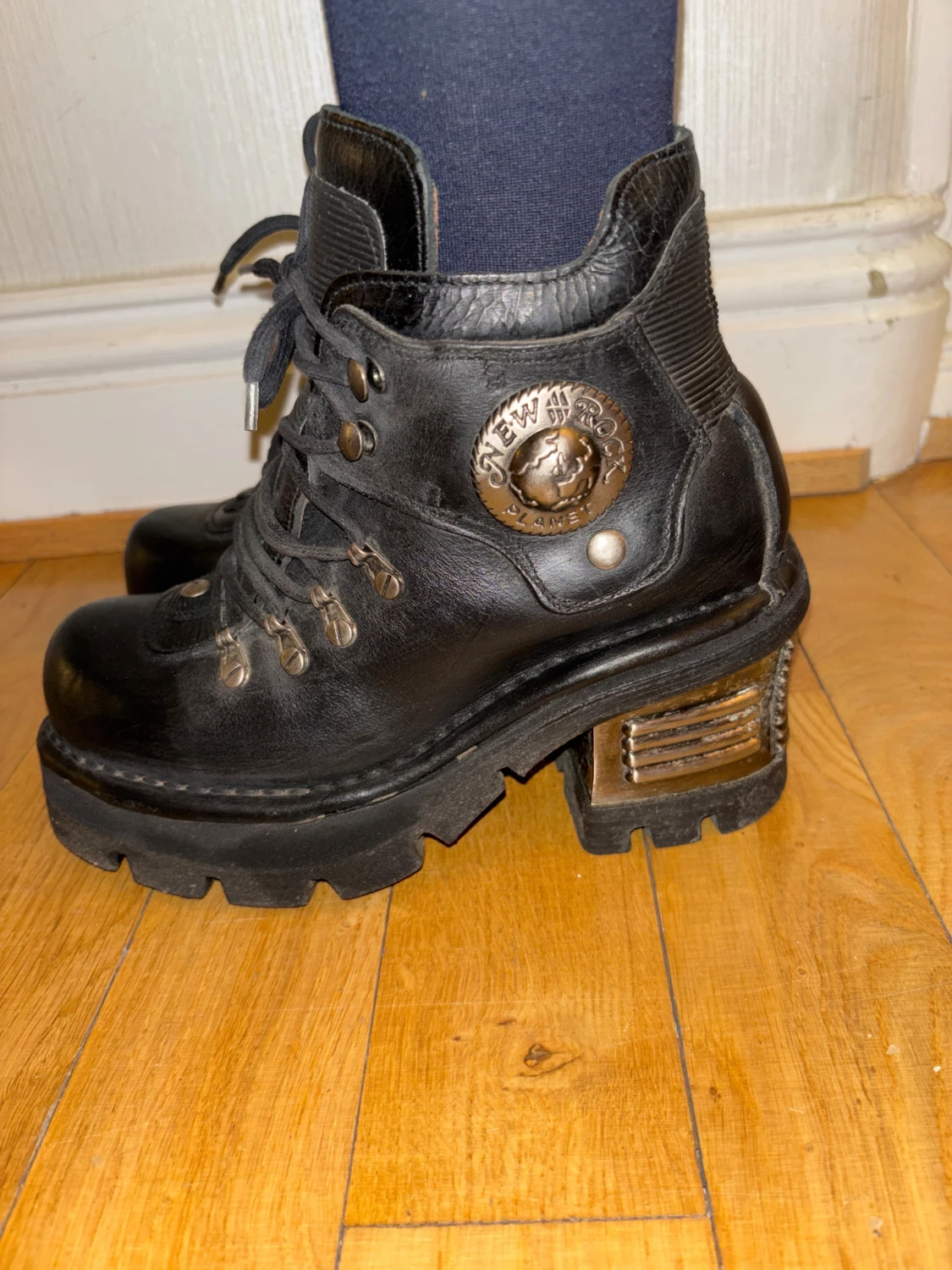 New Rock Planet kängor – svart läder – strl 37  - 4