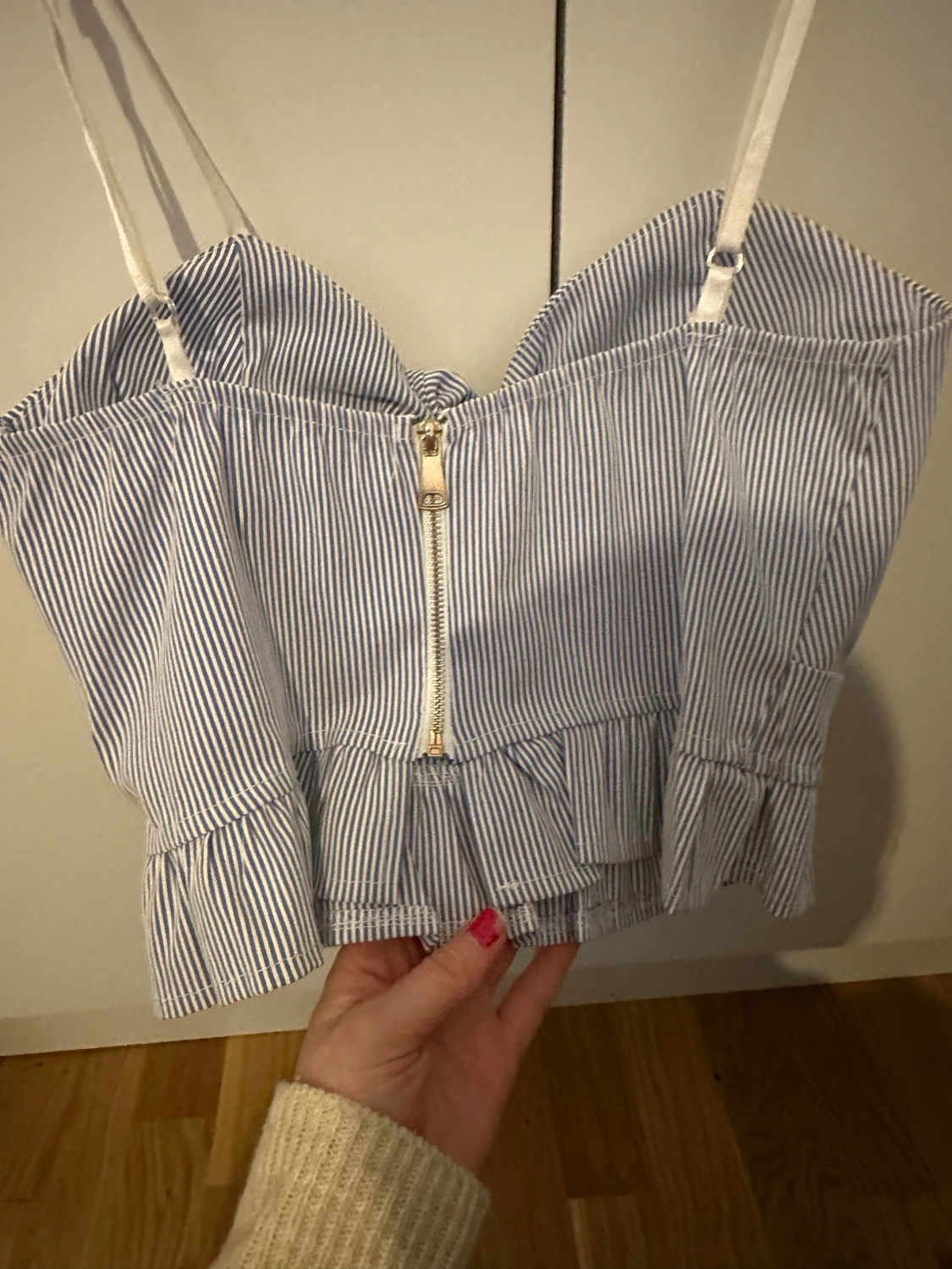 Randig korsett-topp med rosett - 1