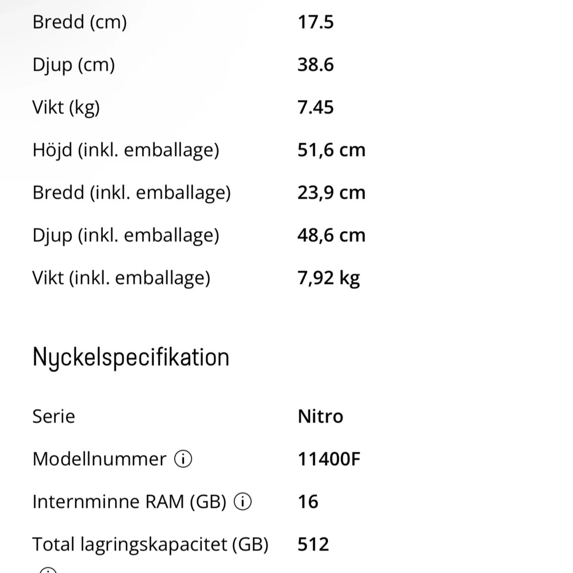 Acer Nitro 11400F Stationär Dator - 2