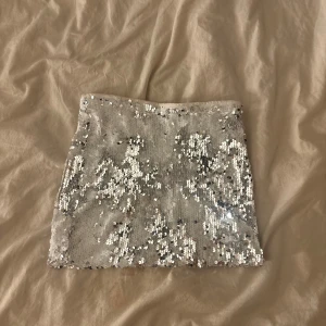 Silver paljettkjol från Rut&Circle - Glittrig kortkjol från Rut&Circle i silver med täckande paljetter över hela ytan. Kjolen har en rak och tight passform med slät midja och är fodrad på insidan för extra komfort. Perfekt för att sticka ut med en extra shimmer.