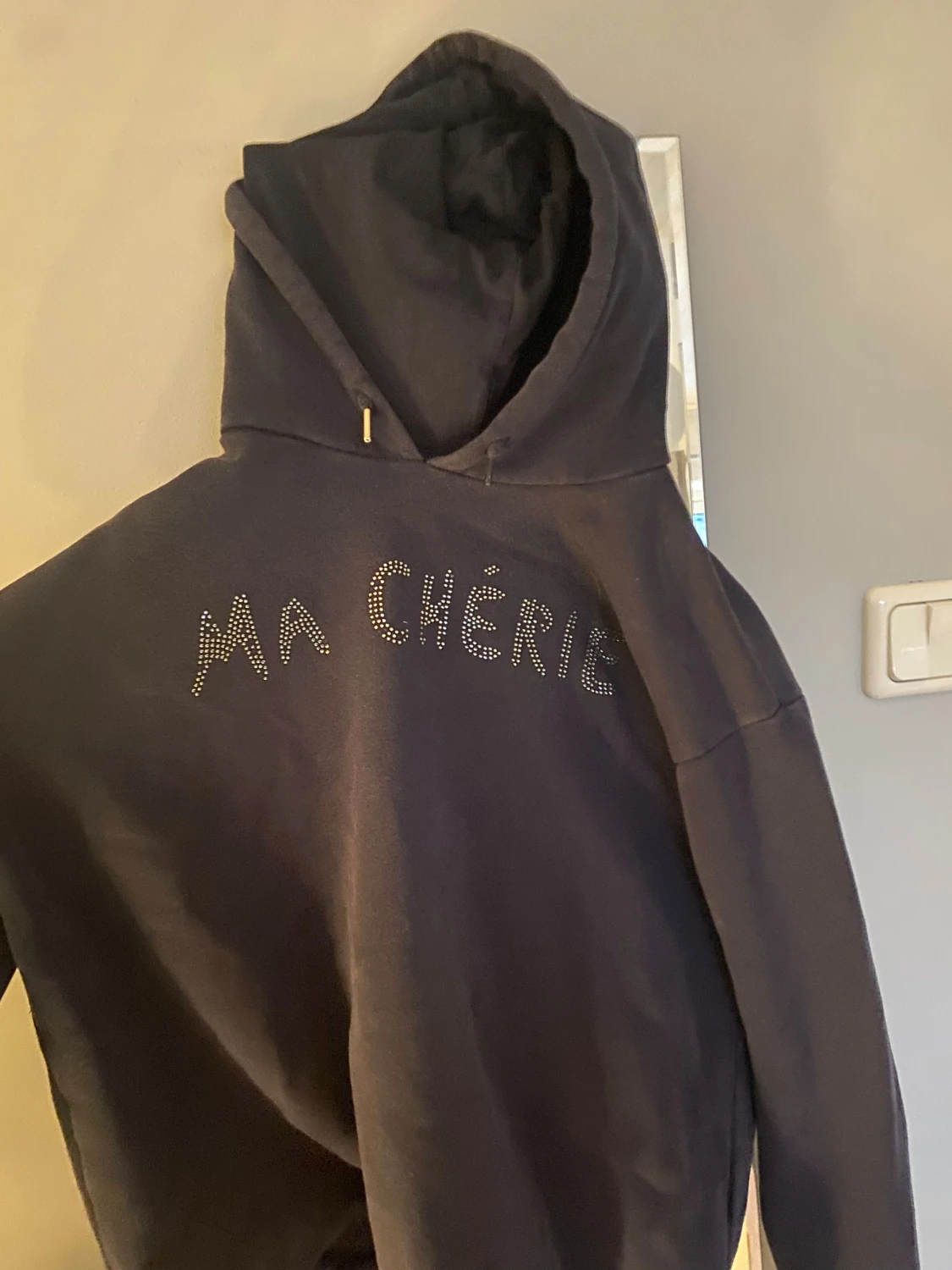 Mörkblå hoodie med strass Ma Chérie - 1