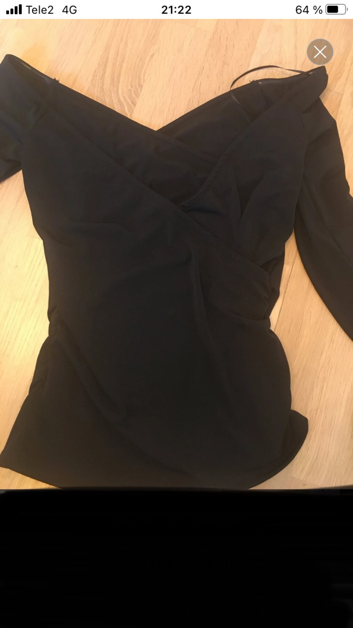 Svart omlott offshoulder topp Bik Bok - 3