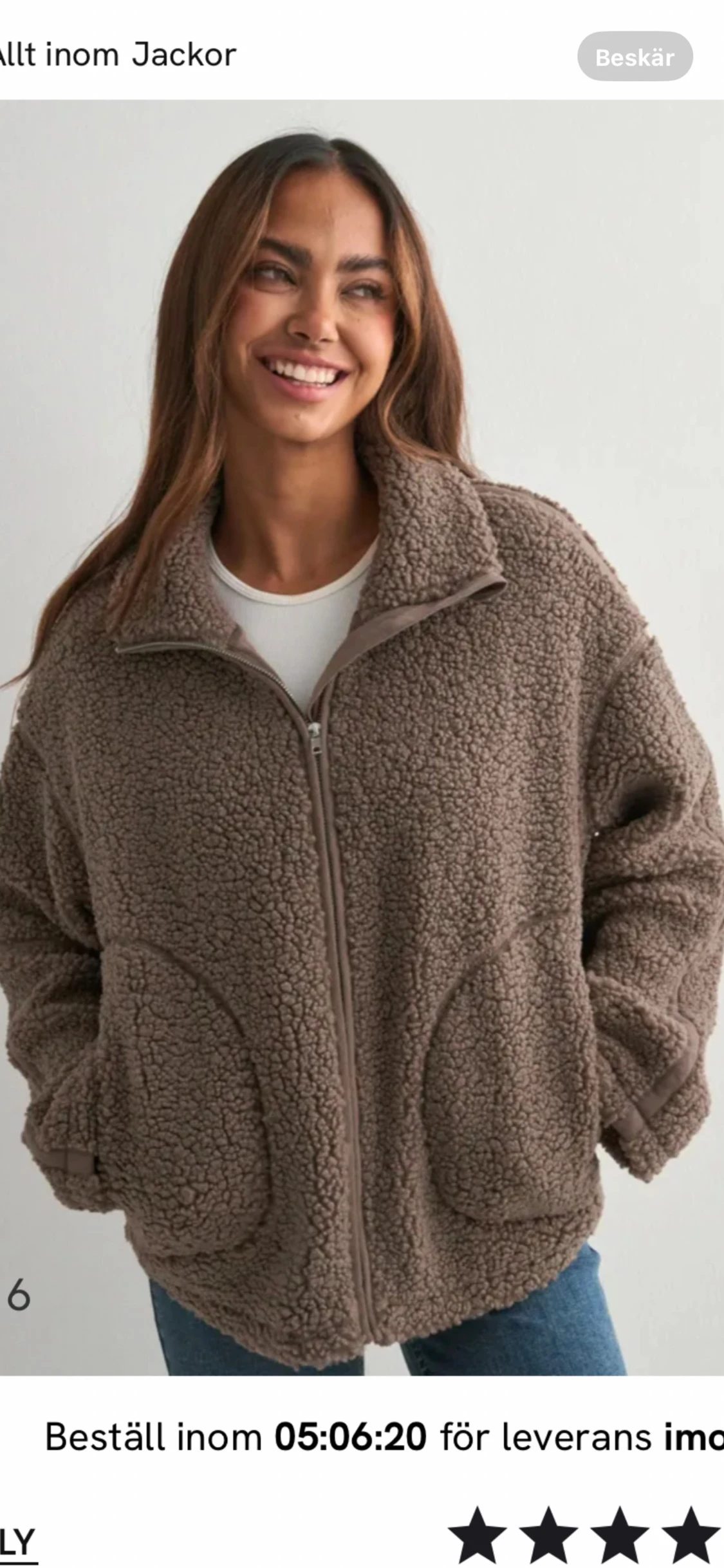 Brun teddyjacka från Nelly 