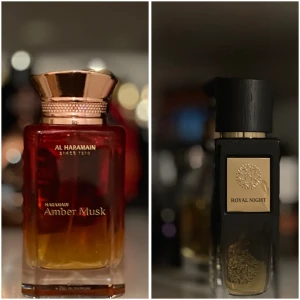 Amber Musk & Royal Night parfymer - Två exklusiva parfymer: Amber Musk och Royal Night från Al Haramain. Snygga flaskor som sticker ut i samlingen och passar dig som vill ha något unikt. Perfekt för dig som gillar att testa nya dofter och vill ha något annorlunda.