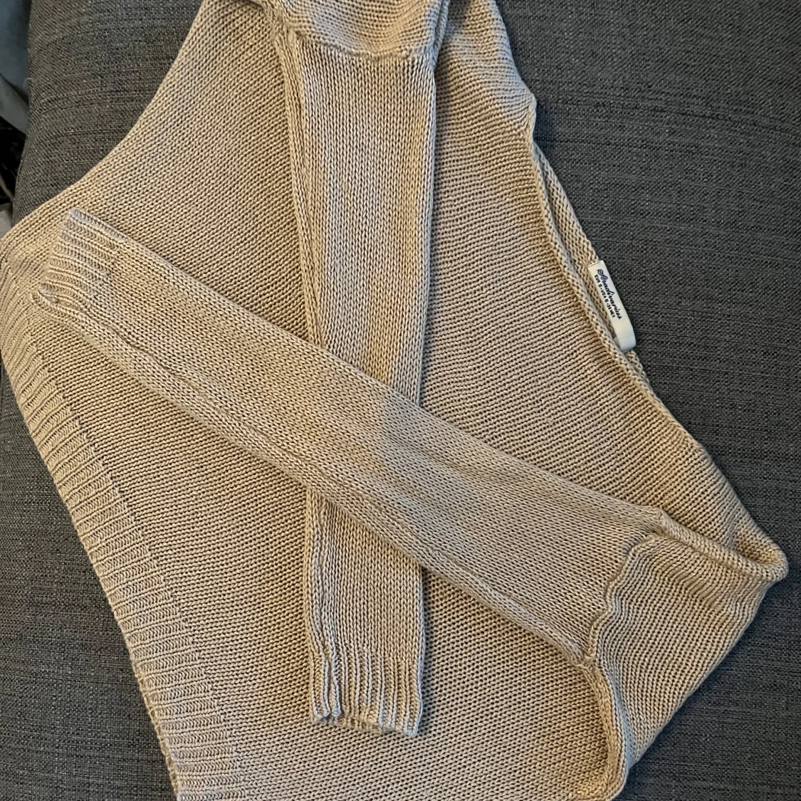 Beige stickad tröja Stradivarius S - 3