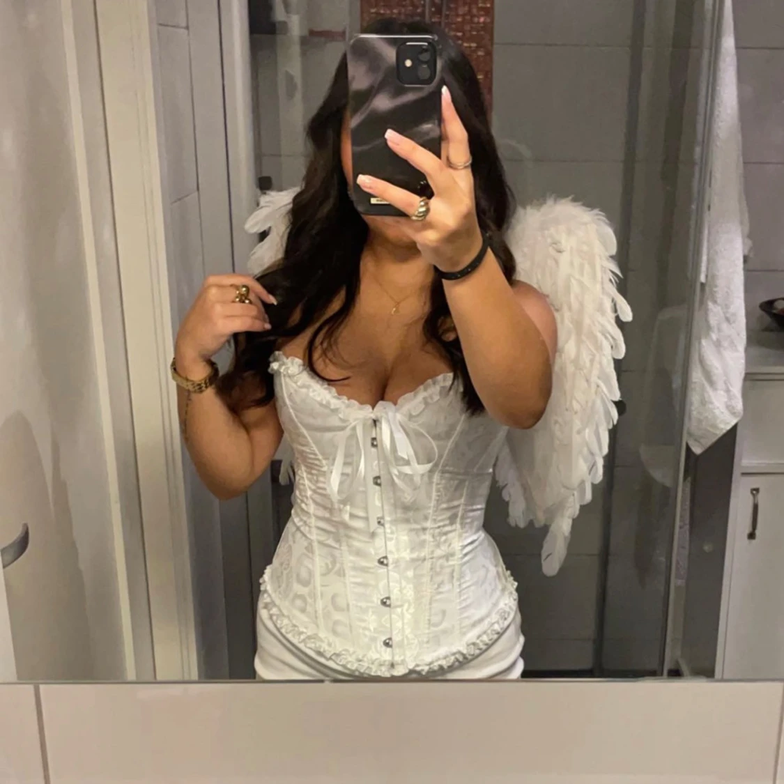 Vit korsett med spets och snörning - 2