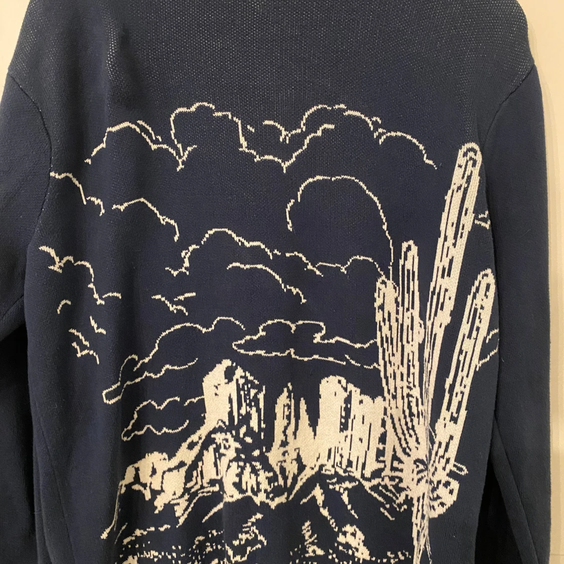 Mörkblå stickad tröja med ökenmotiv från Vans