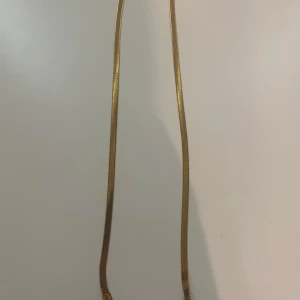 Guldigt platt halsband - Stilrent halsband i guldig färg med platt, ormliknande kedja. Perfekt för att ge en clean och trendig touch till din outfit. Passar lika bra till lager-på-lager som att bära ensamt för en minimalistisk look.