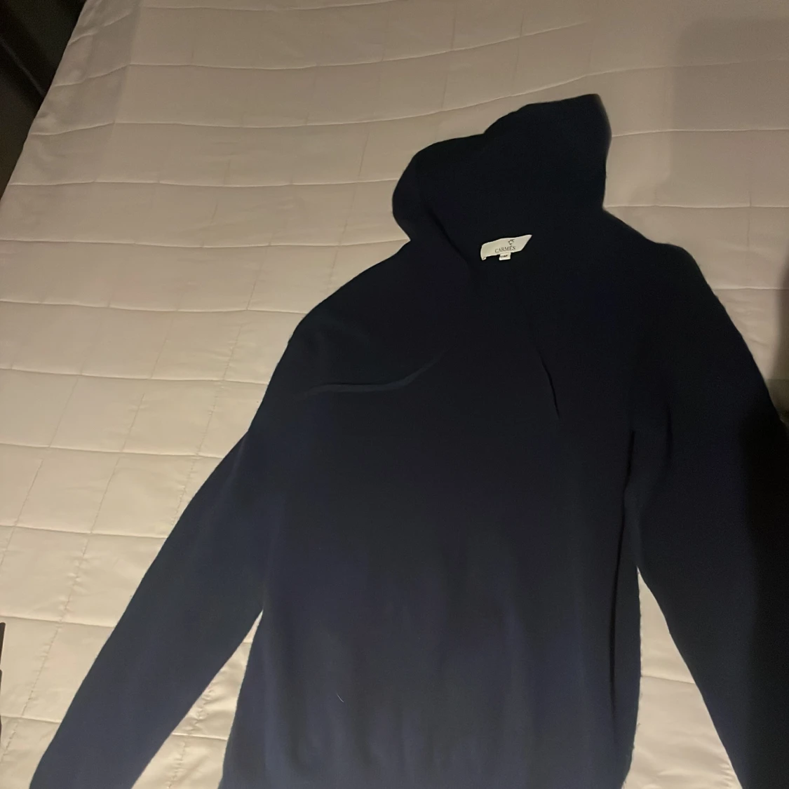 Blå stickad hoodie - 2