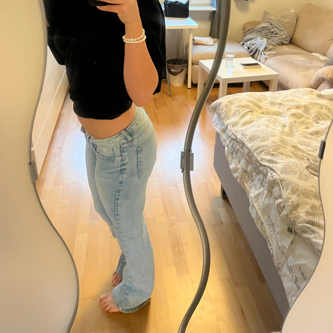 Ljusblå bootcut jeans  - 2