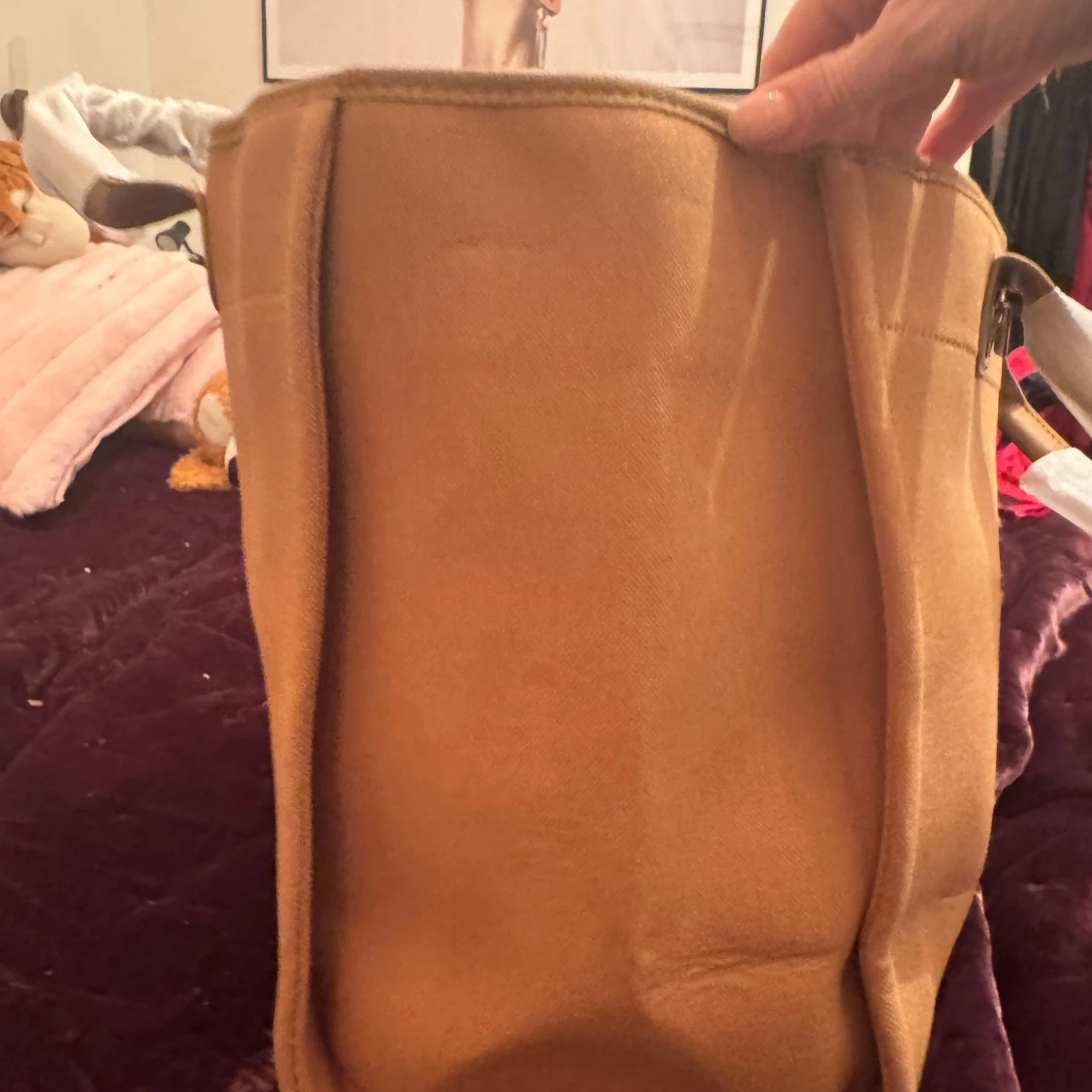 Light light brun  shopping/beach väska med kedjehandtag - 4