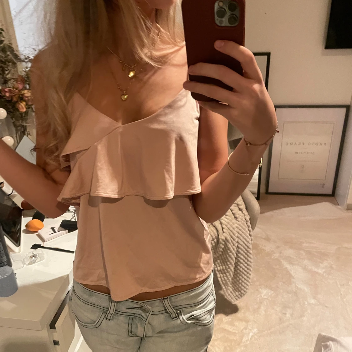 Ljusrosa volangtopp - 1