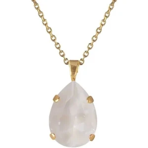 Caroline svedblom halsband - (Liten Knut - se sida 3) Syns inte alls när man har på sig den. Snyggt halsband med tunn guldfärgad kedja och en stor droppformad vit sten som hängsmycke. Stenen är facetterad och infattad med fyra guldfärgade klor. Orginalpris 900kr - nästan helt ny