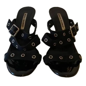 Manolo Blahnik svarta sandaler med klack - Vintage Manolo Blahnik  stiletto klackar 