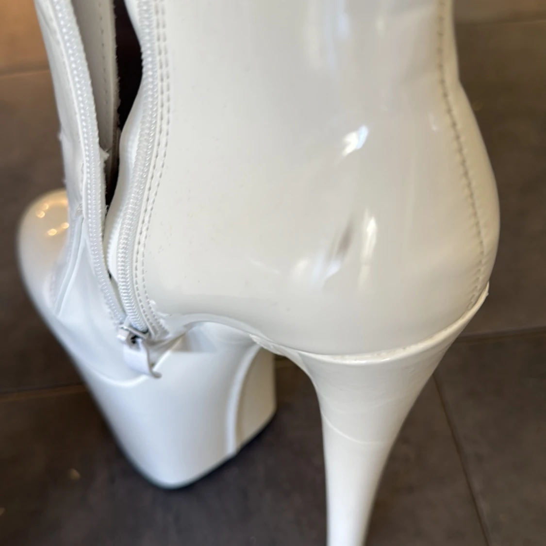 17 cm Vita Högklackade Låga Stövlar - 4