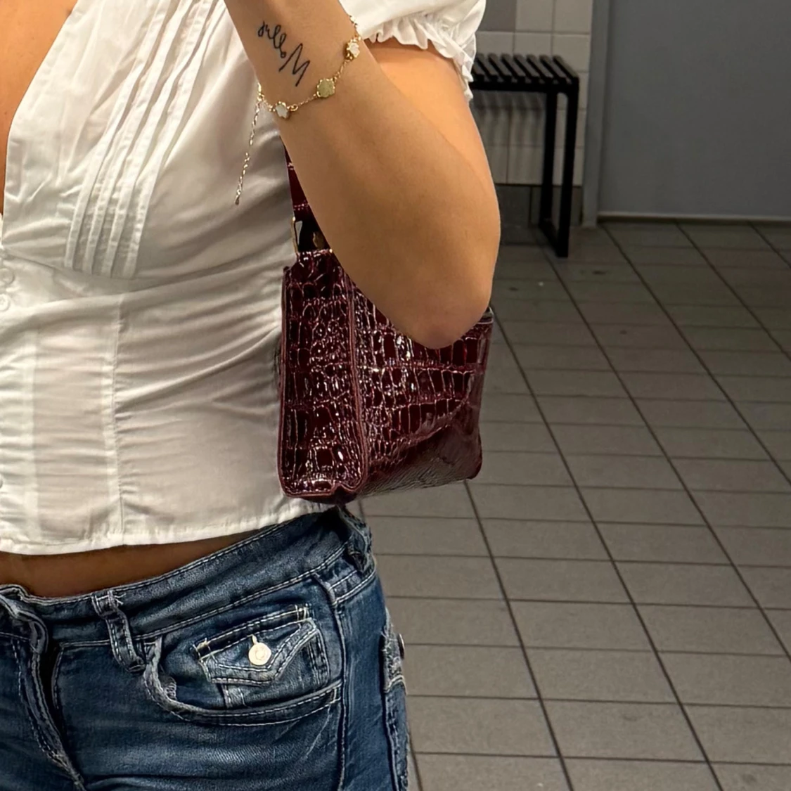 Röd skinn väska - 1