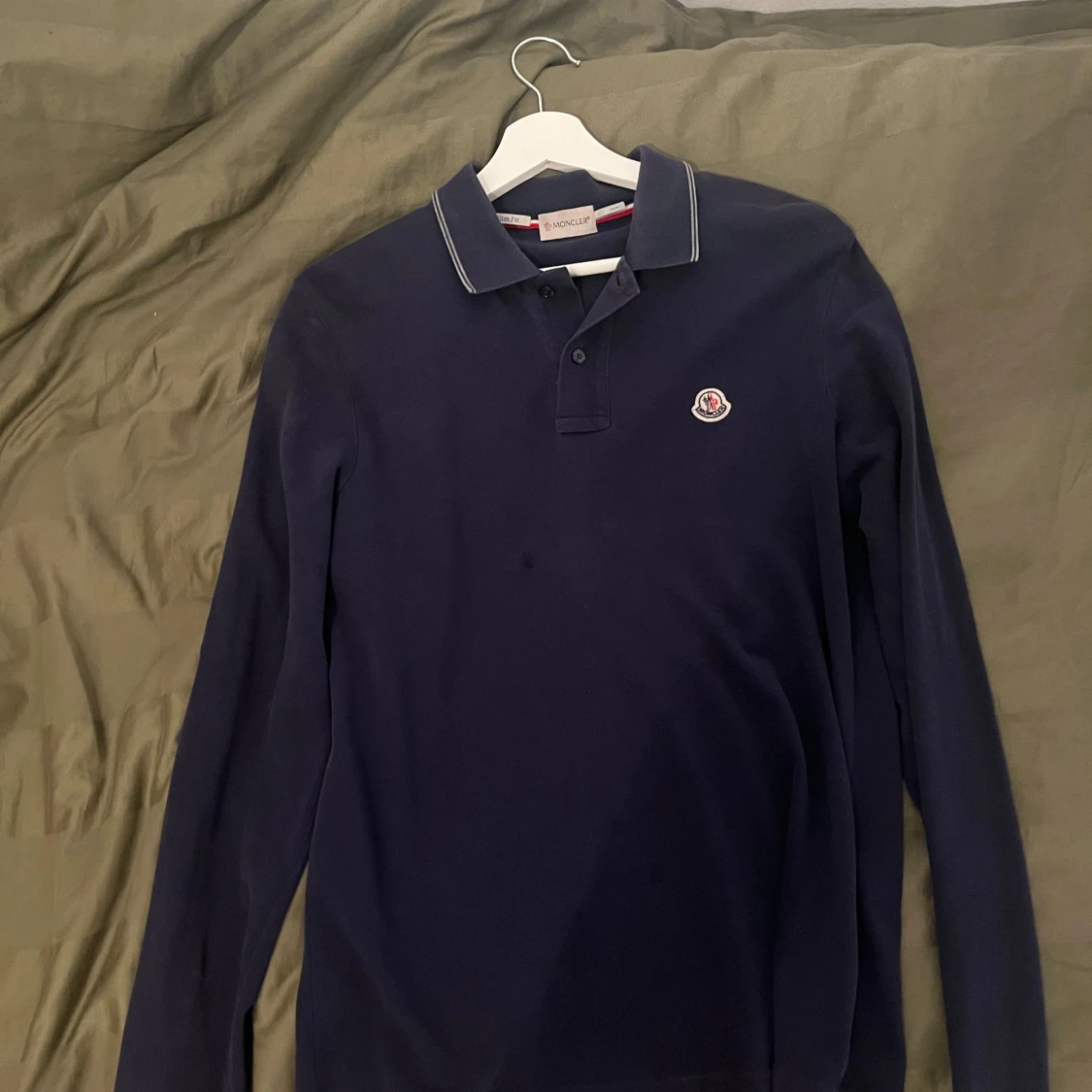 Mörkblå långärmad pikétröja Moncler - 1