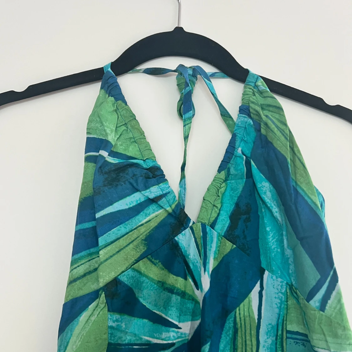 Grönblå långklänning med knyt - 1