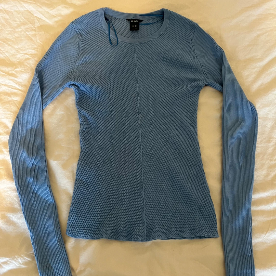 Ljusblå ribbad tröja  - 3