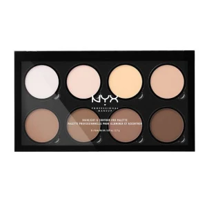 Nyx highlight & contour palette - 4 bronzer/contour färger, 1 skimrig highlighters, 2 ljusa matta highlighters & 1 matt highlighter, använd ett par gånger men ca 90% av produkten är kvar 💞 skriv för fler bilder eller frågor, pris kan diskuteras!!