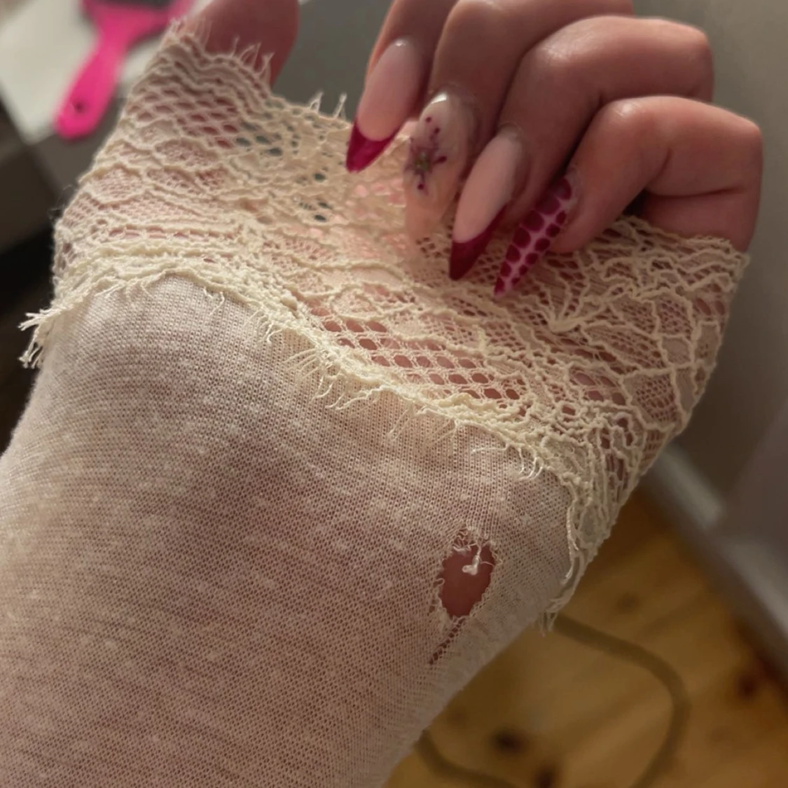 Vit långärmad spetstopp från Intimissimi  - 2