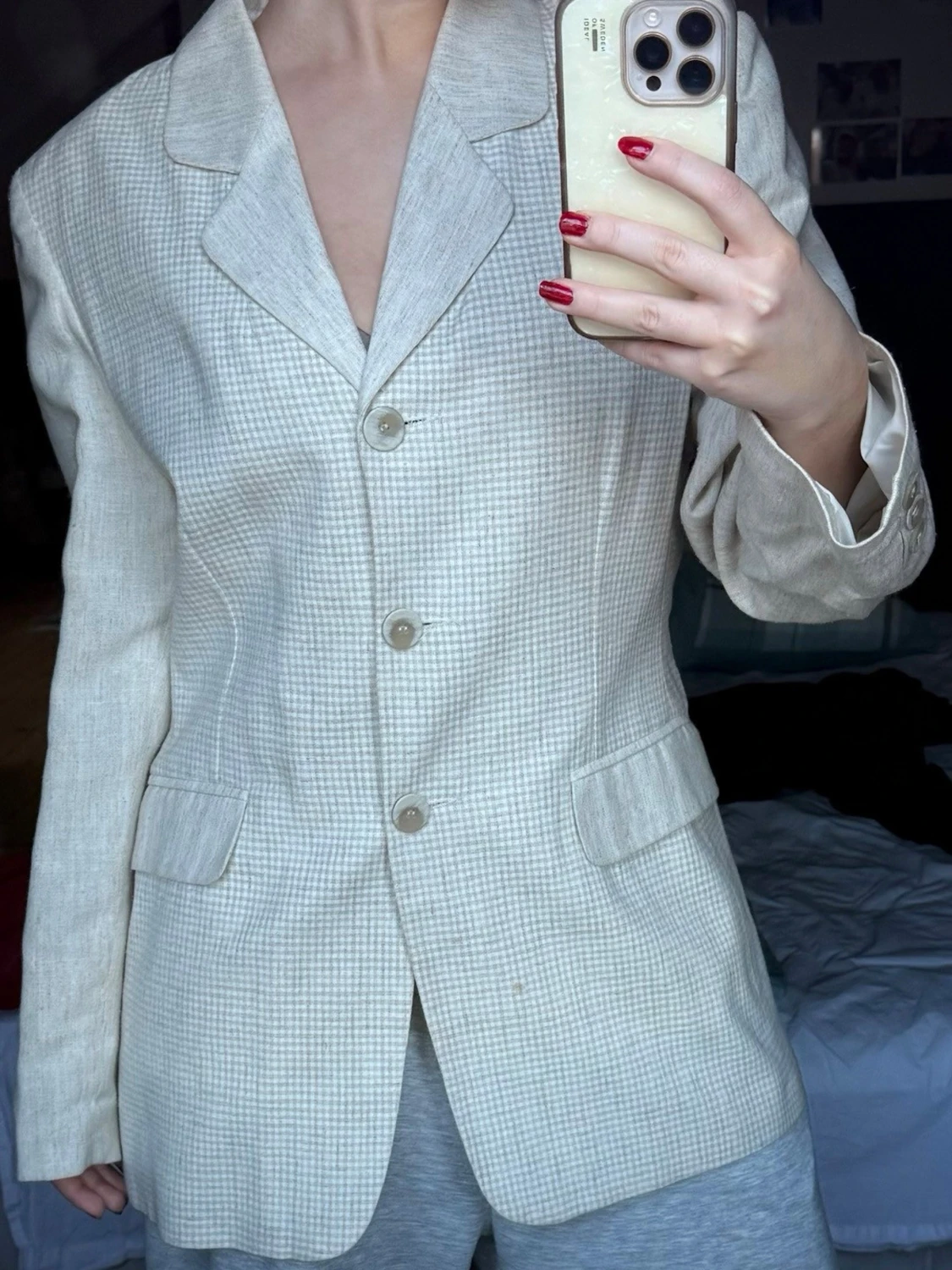 Beige rutig kavaj från JOY - 2