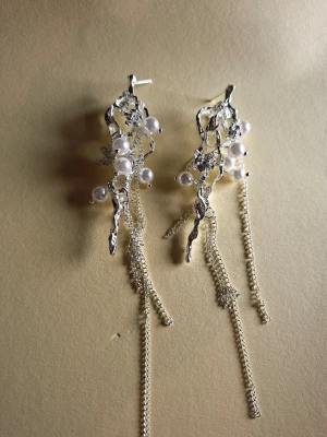 Silvriga örhängen med pärldetaljer - Fler fina accessoarer finns på min profil 💍  More exquisite accessories on my profile listings.