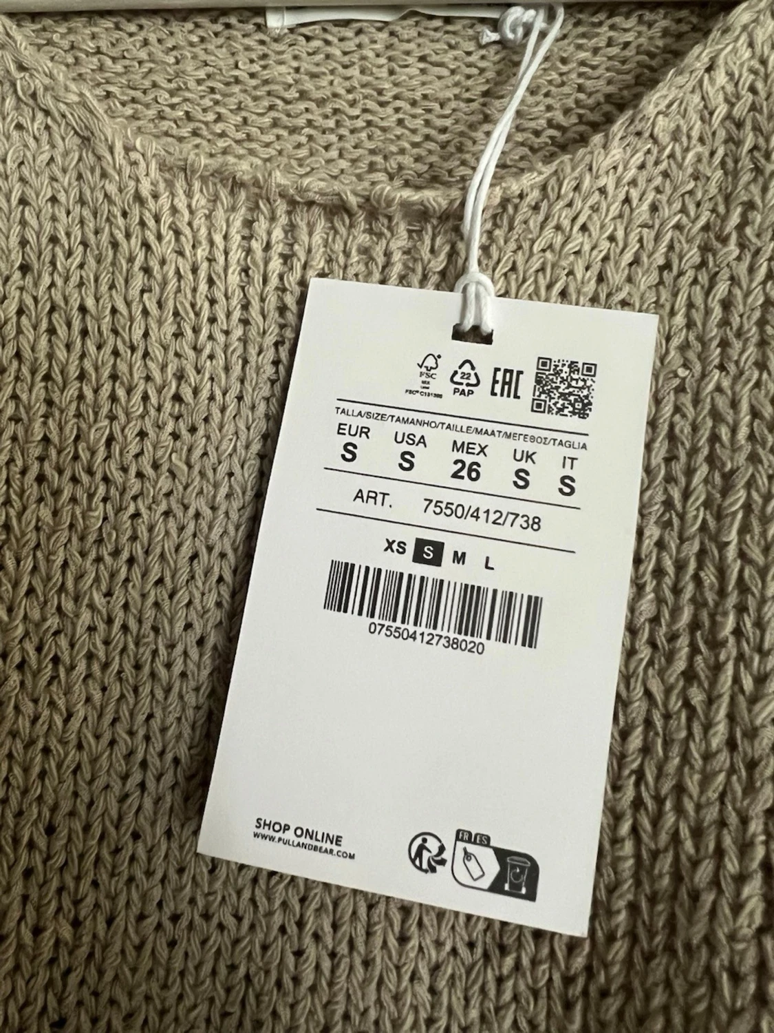 Beige stickad linnetopp Pull&Bear - 3