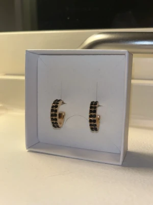 guldiga örhängen - guldiga örhängen med svarta diamanter 