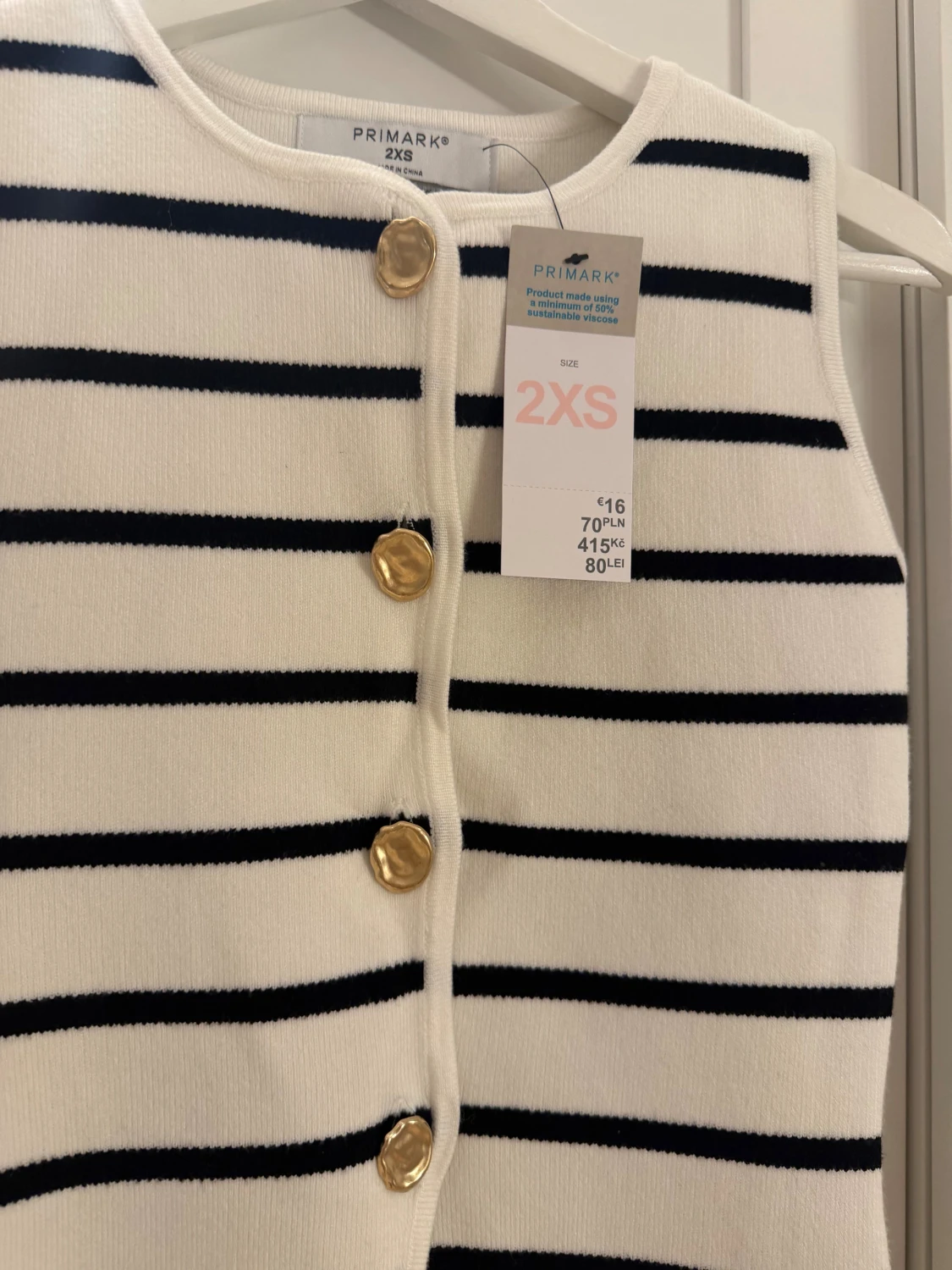 Vit och marinblå randig linnetopp Primark - 1