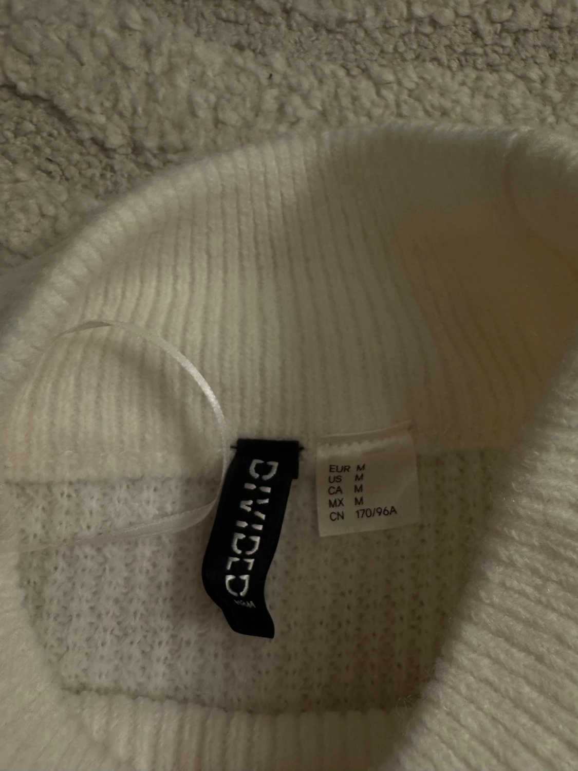 Vit ribbad stickad klänning H&M - 2